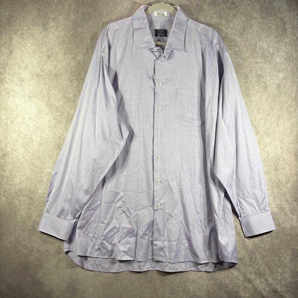 Gitman Bros Dress Shirt Mens Size 19-37 Lavender Pinpoint Oxford Big & Tall USA